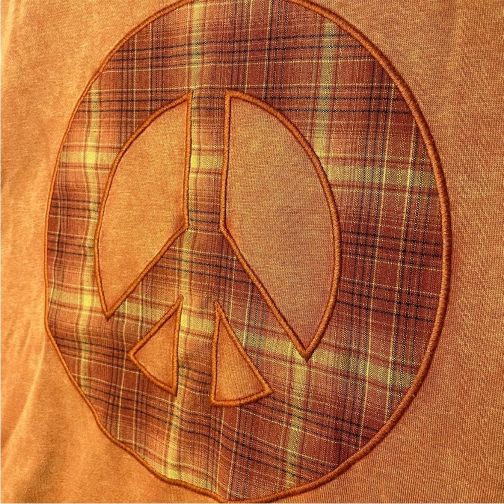 Umgee LargeRust Orange Peace Sign T-Shirt - Picture 3 of 4